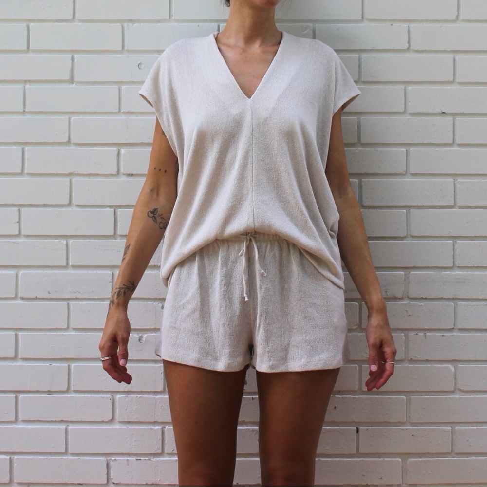 Zara Cream Matching Lounge/ Vacation Set - Size Small
